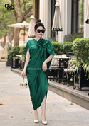 ĐẦM XANH LÁ TRƠN KHỐI CỔ TIM