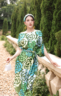 ĐẦM XANH LÁ HỌA TIẾT HOA
